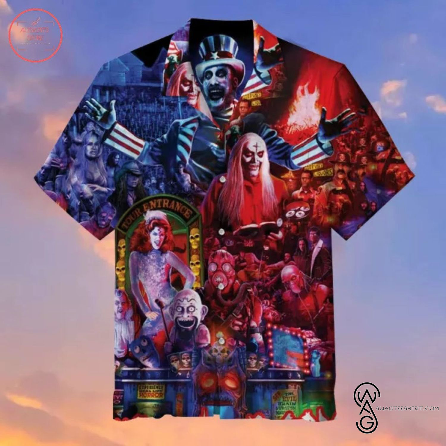 [Top Trending] Halloween Horror Characters Movie Full Printing Hawaiian Shirt Funny Hawaiian Beach Gift Casual Shirt